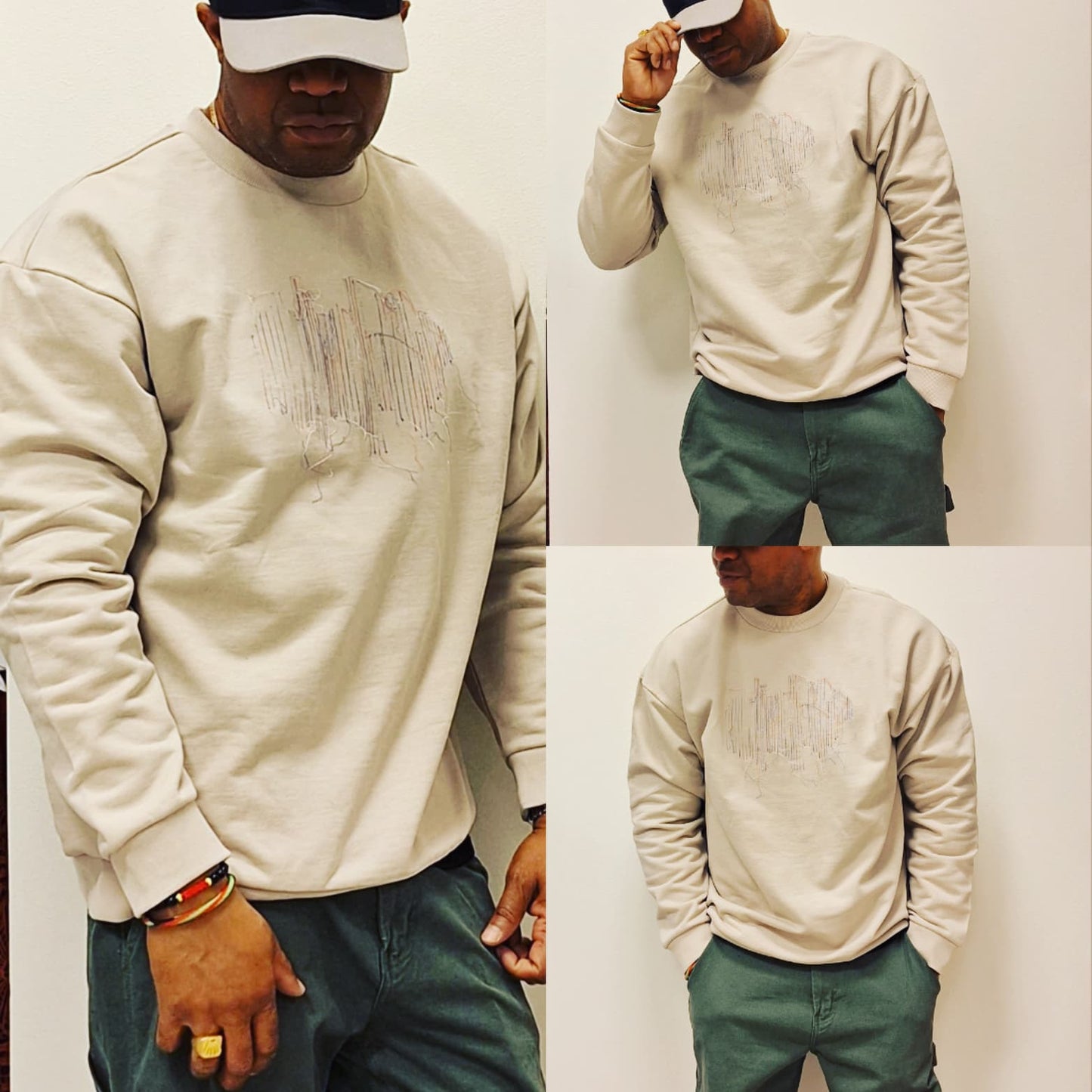 Cross colour hand made streetwear polo sweater